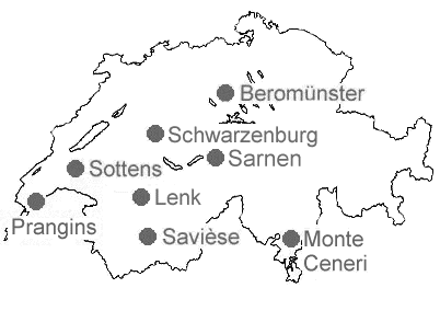 Map of Switzerland with clickable transmitters