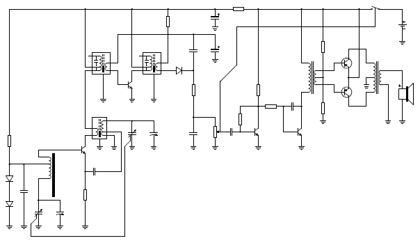 Schematic of this Corporal 6-TR solid state AM receiver. (click to enlarge)