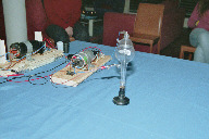 Special tube with a propeller shaped target between the electrodes in bright flash light (click to enlarge)