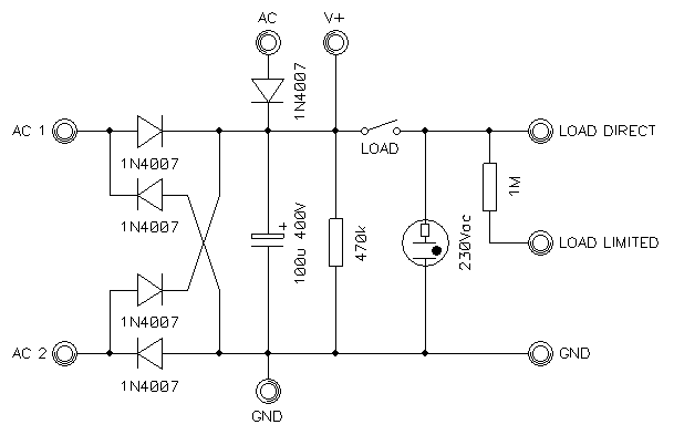 Circuit diagram of my rectifier-filter box.
