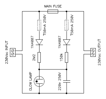 Circuit diagram of the blinking fuse monitor.