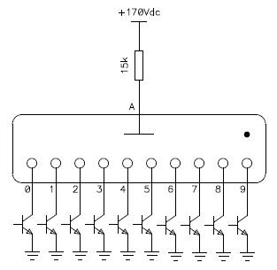 Basic connection of a nixie tube.