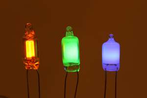 Picture of three glow lamps: orange, green and blue. (click to enlarge)