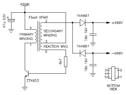 Test circuit of the high voltage generator to determine winding phase and configuration