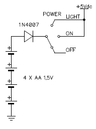 Original idea of a simple power supply with 4 AA batteries and a series diode