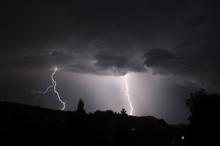 Lightning strikes from my window, 28mm f/4.5 20s ISO-100